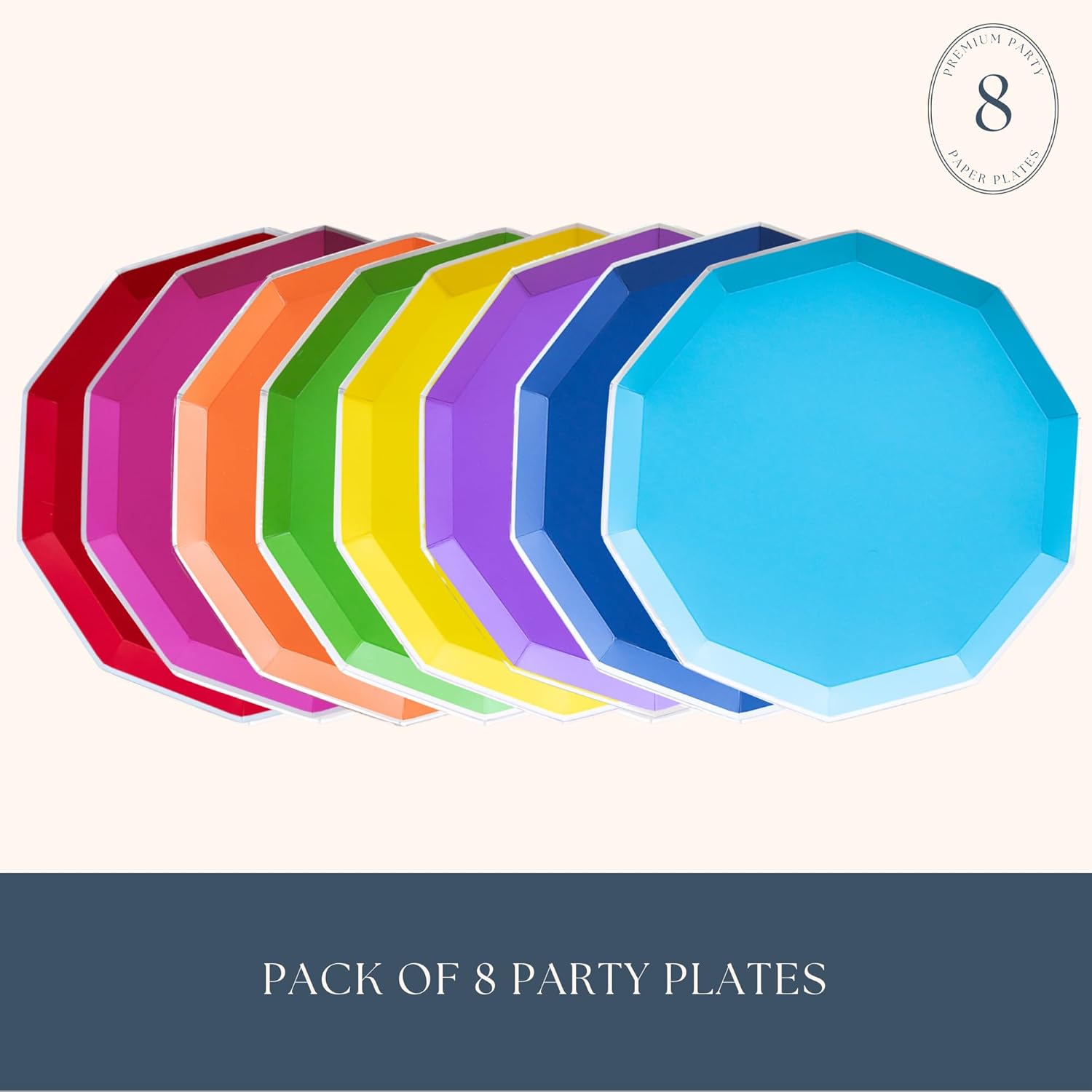 Sprinkles Smiles Rainbow Paper Plates 105 Pack of 8