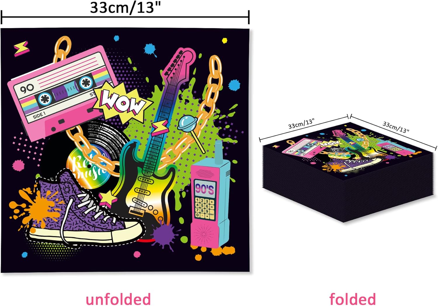 40PCS Hip Hop Paper Napkins Set for Parties