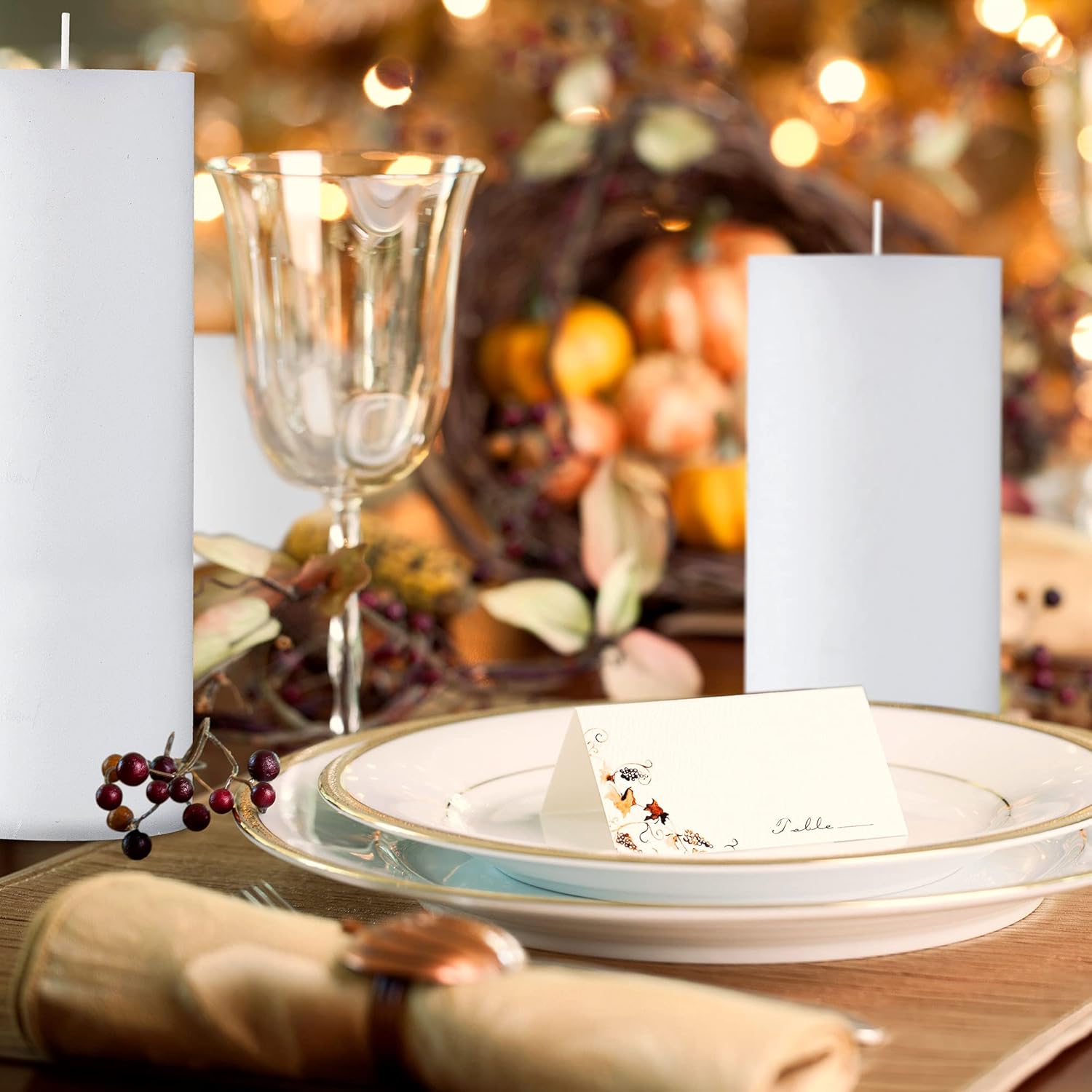 SPAAS Rustic White Pillar Candles Set of 4