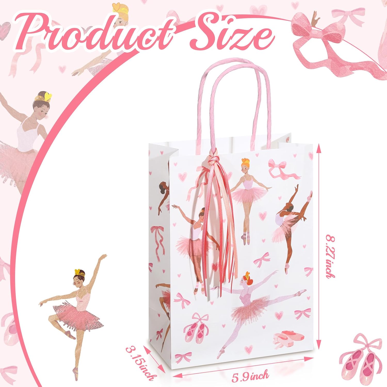 Ctosree 24 Sets Ballerina Gift Bags with Ribbon