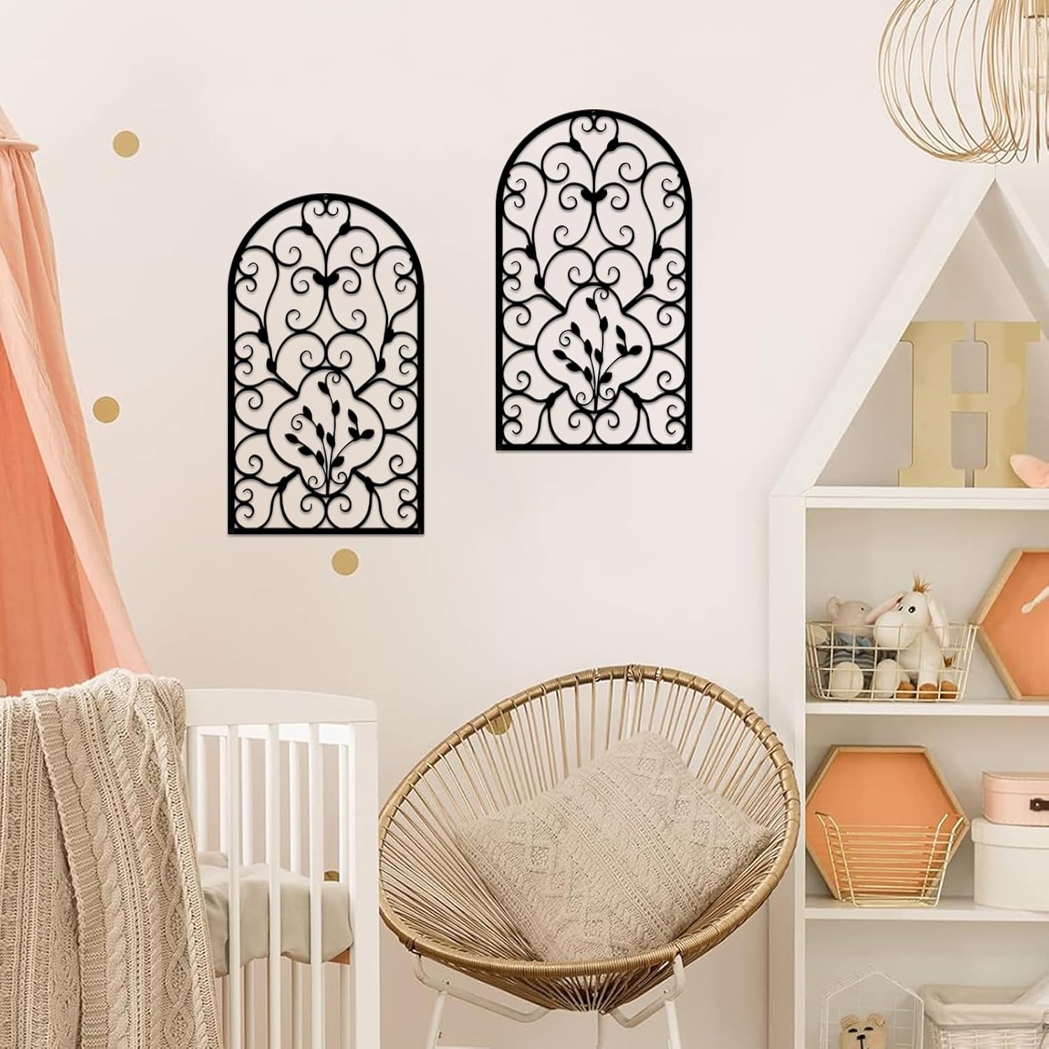 Resama 2 Pcs Scroll Wall Decor Black Modern Rustic