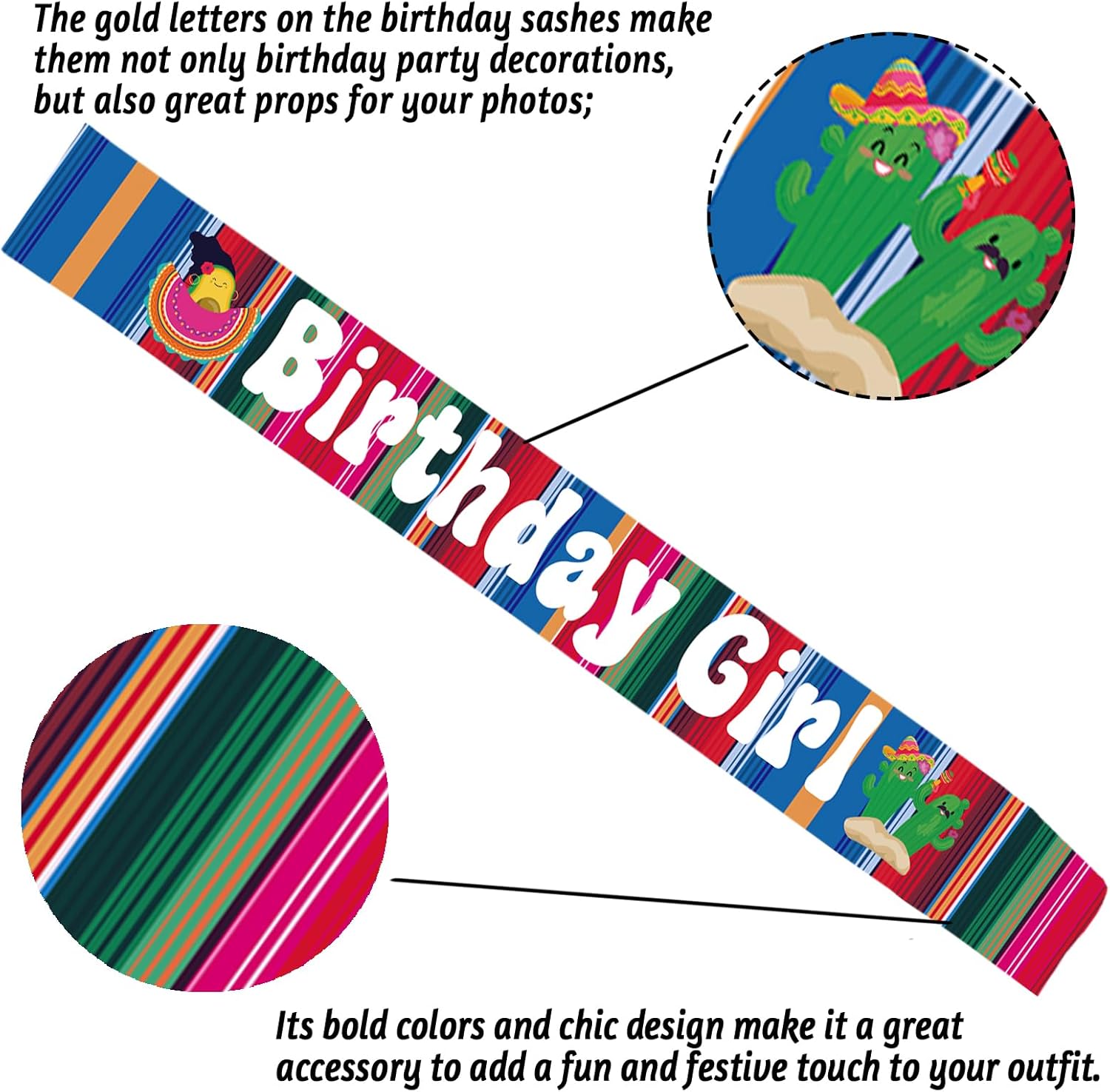 Mexican Birthday Girl Sash for Women - Fiesta Decor