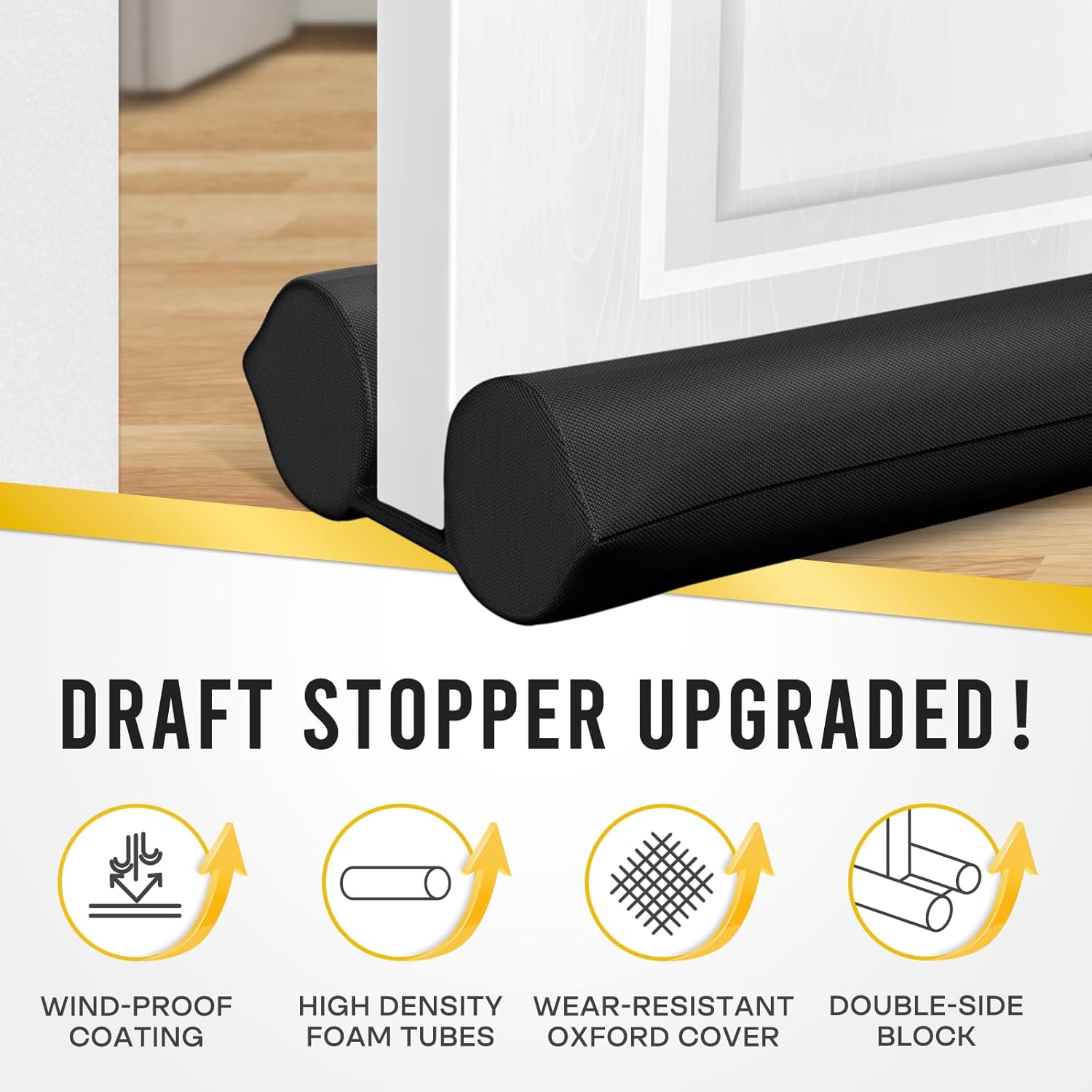 Comfyanno Under Door Draft Stopper Black 30-36 Inch