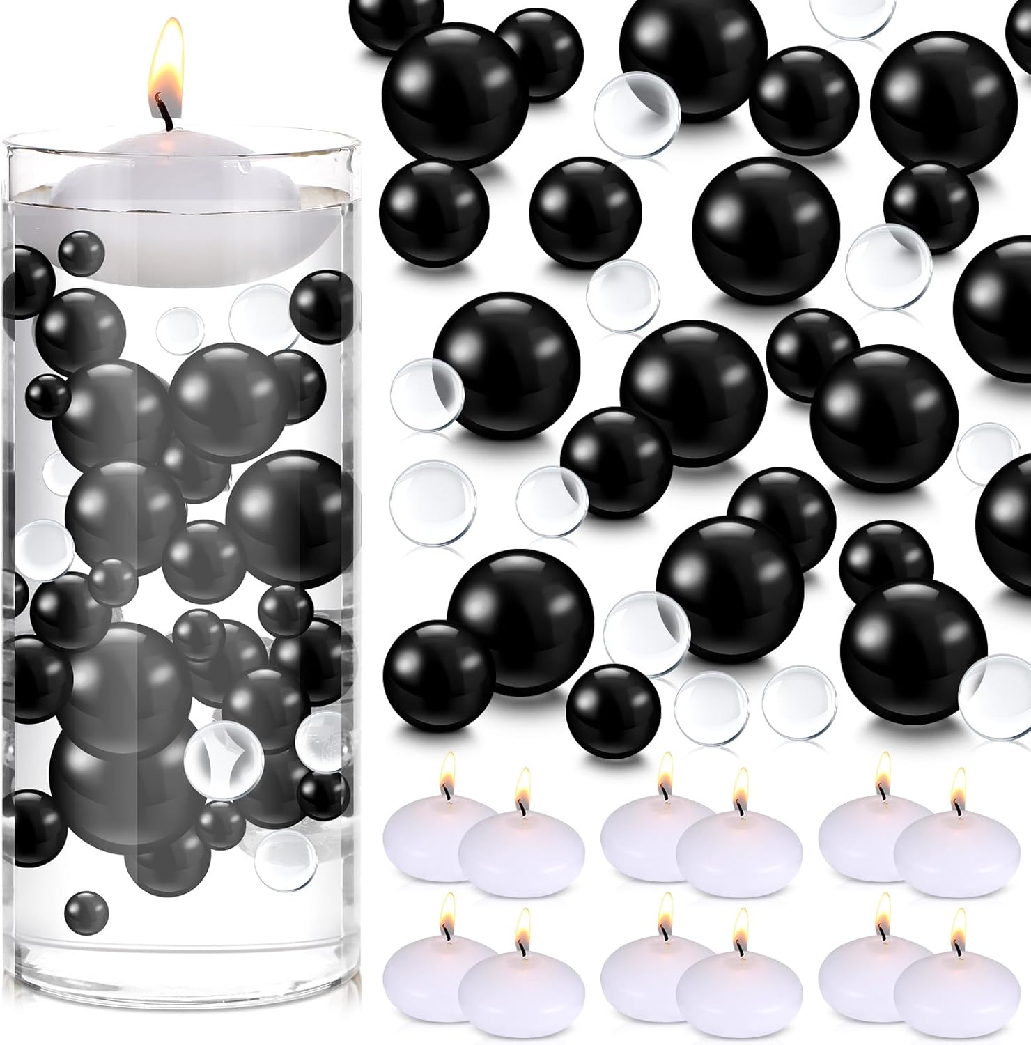 Fumete Floating Candles and Pearl Beads for Vase Decorations