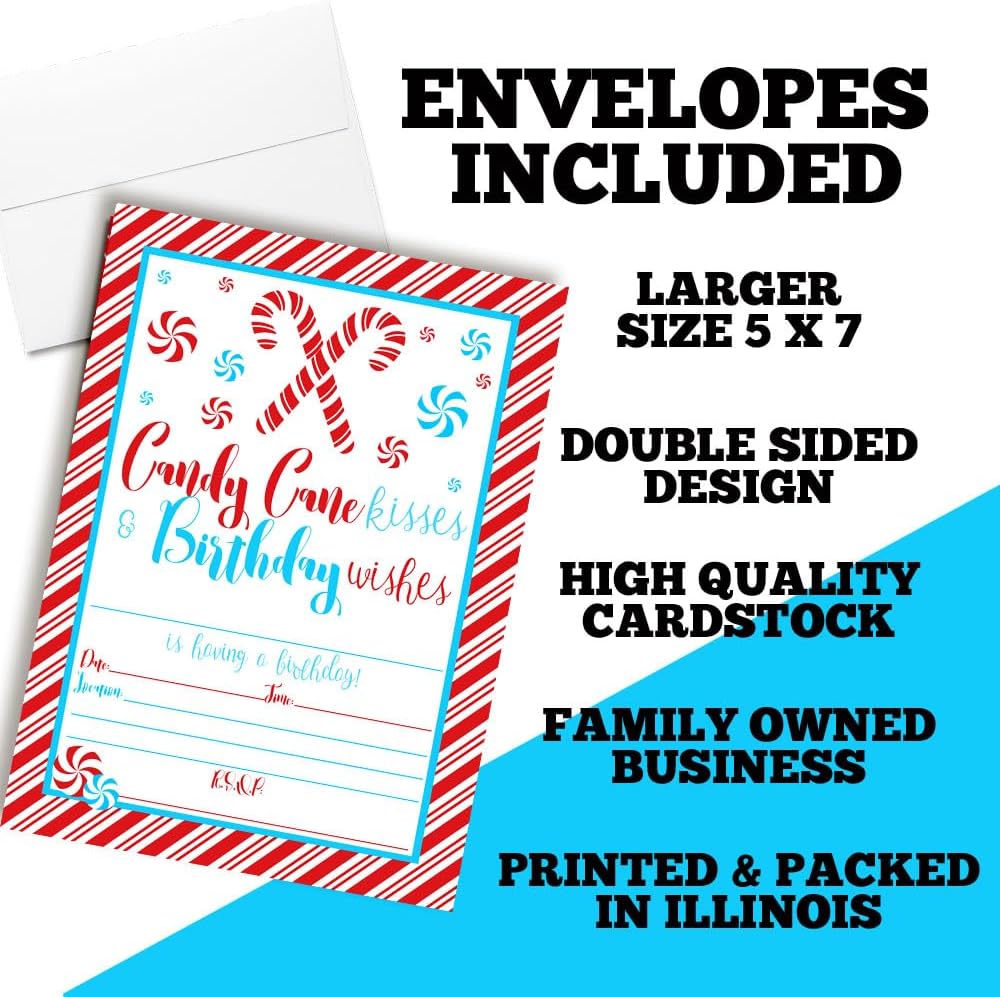 Christmas Invitations with Envelopes 20 Pack 5x7 Double Sided