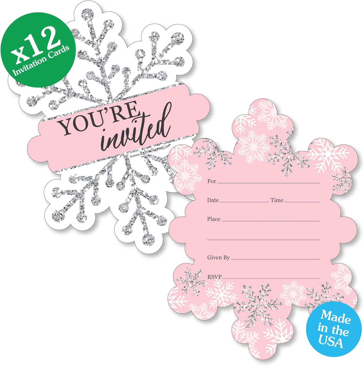 Pink Winter Wonderland Fill-In Invitations Set of 12