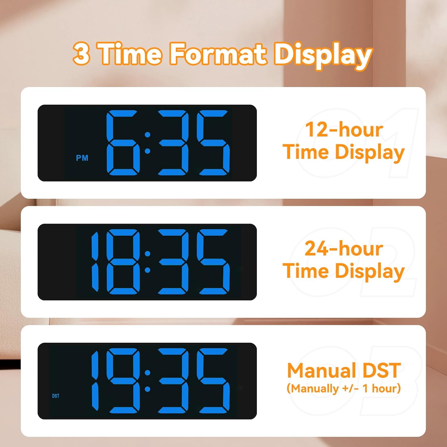 Netzu Wooden Alarm Clock with 12 Ringtones and 5 Volume Levels