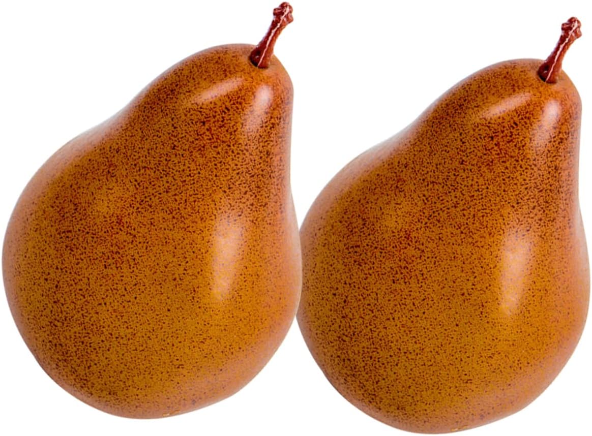VICASKY 2Pcs Lifelike Faux Pears Artificial Fruit Display Prop