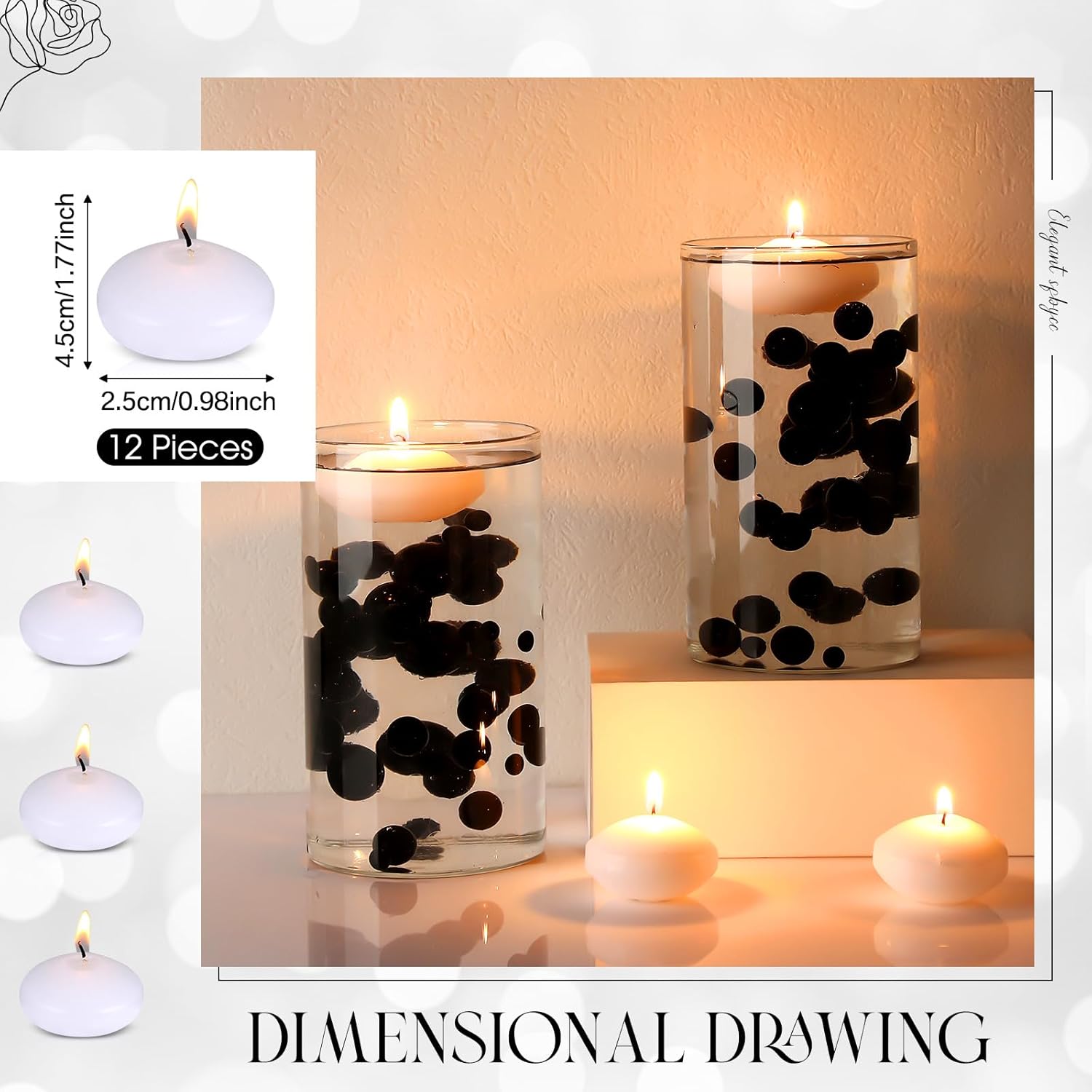 Fumete Floating Candles and Pearl Beads for Vase Decorations