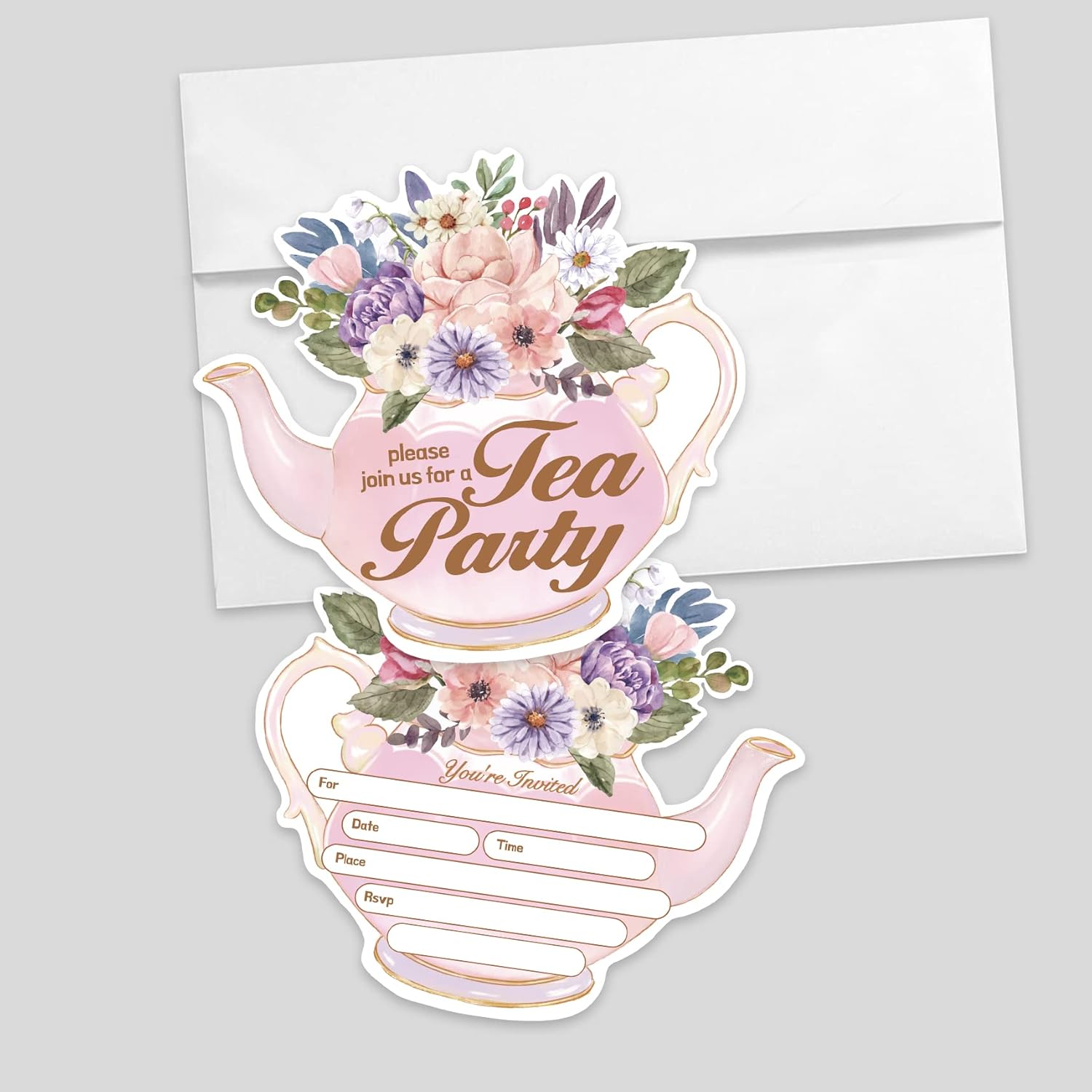 AEHIE 20 Piece Floral Tea Party Invitation Set