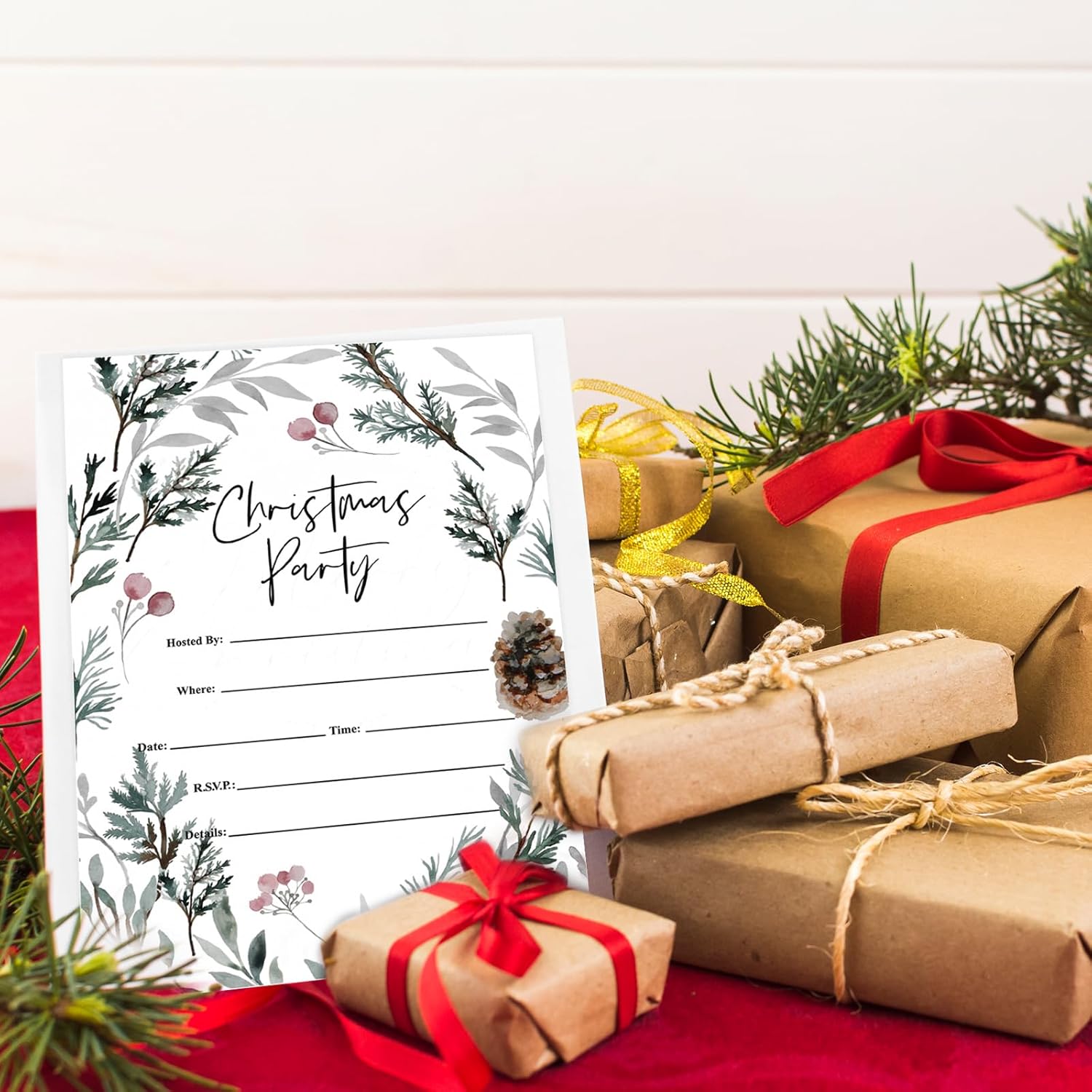 Whaline 25 Pack Christmas Invite Cards with Envelopes and Stickers