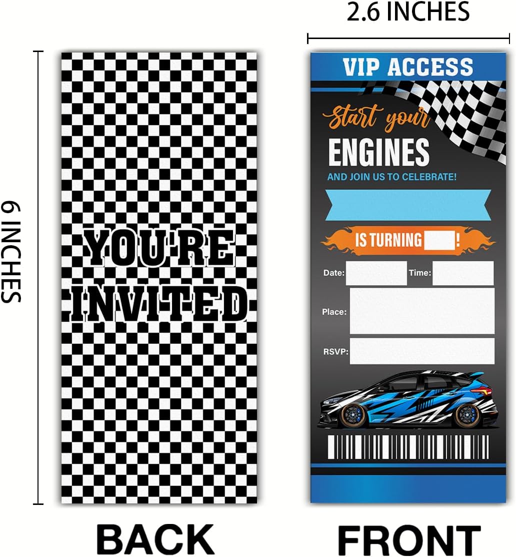 Race Car Birthday Invitations Set of 20 with Envelopes