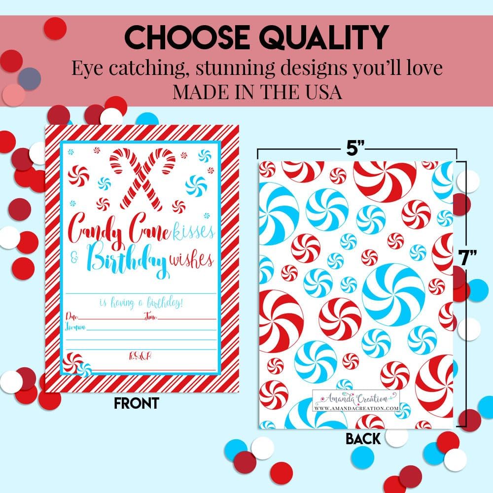 Christmas Invitations with Envelopes 20 Pack 5x7 Double Sided