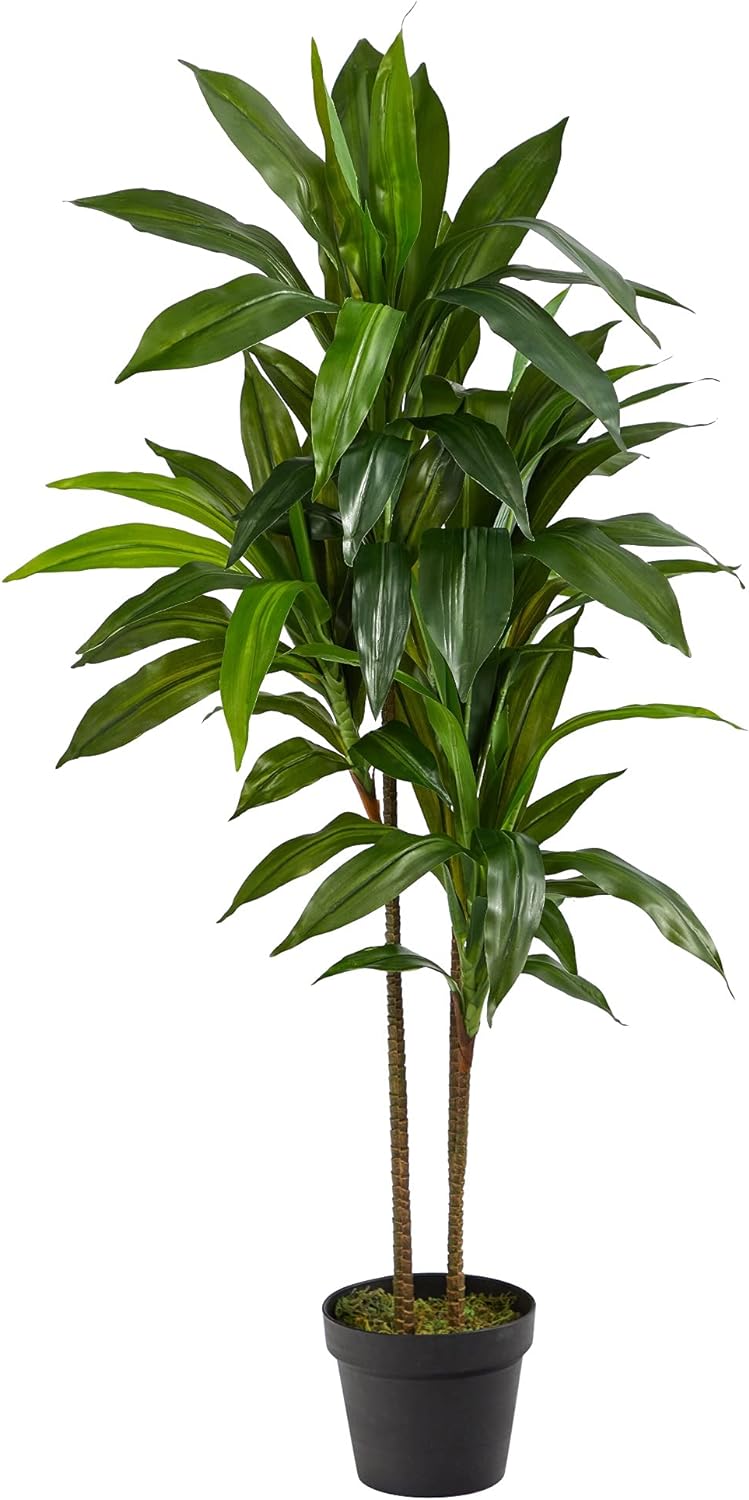 Nearly Natural 48in Dracaena Silk Plant Real Touch Green