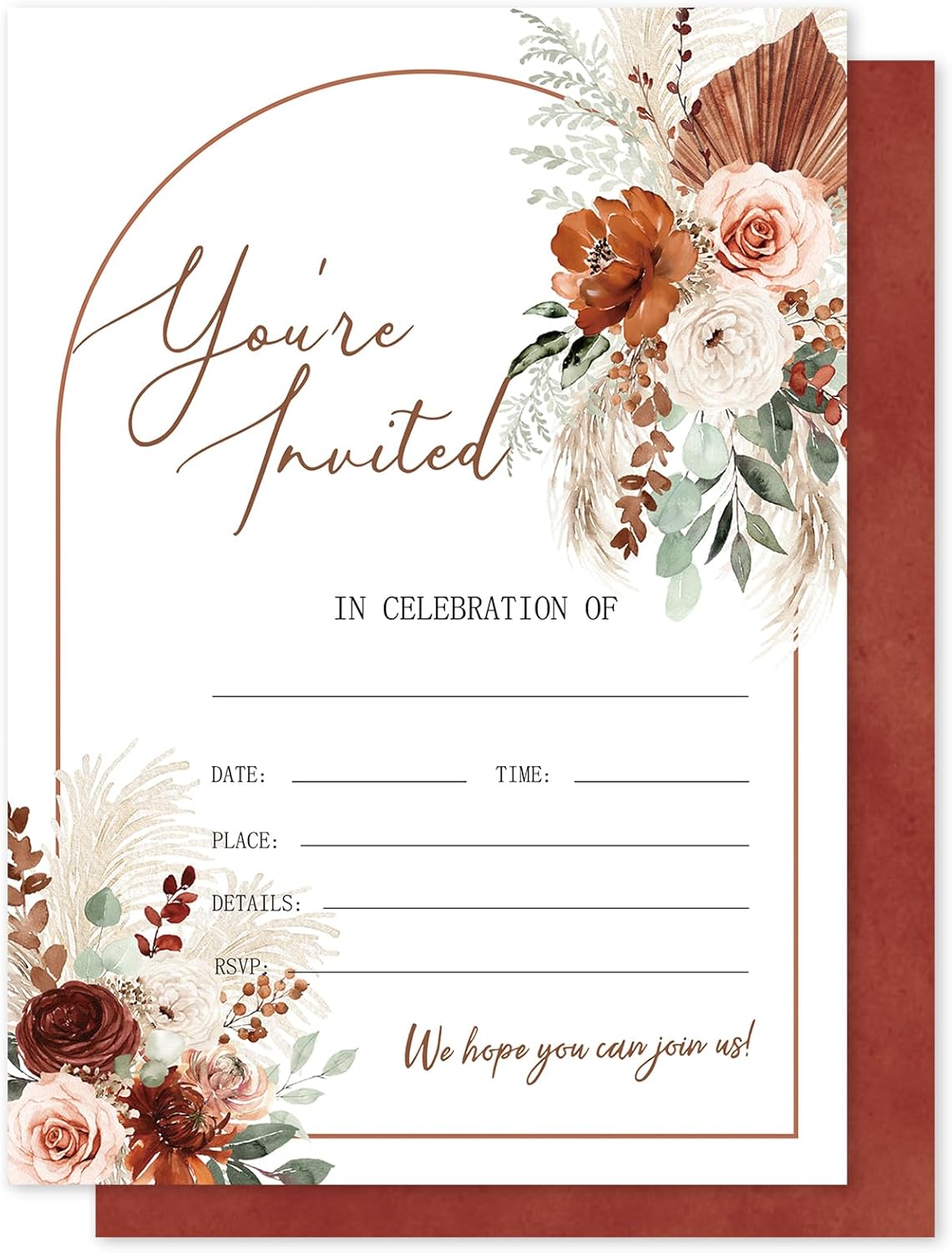 Whaline 25 Fall Invitations with Envelopes Stickers