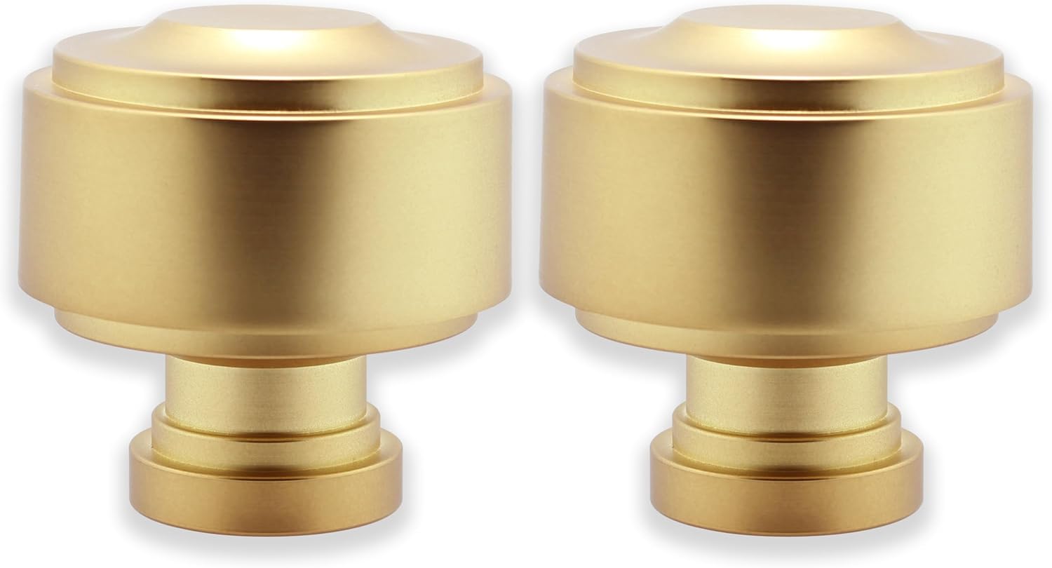 BlastHome Luxury Layers Knob Finials - Brushed Gold Set of Two