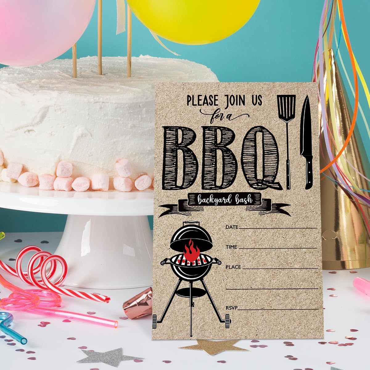 BBQ Party Invitations with Envelopes Set of 20