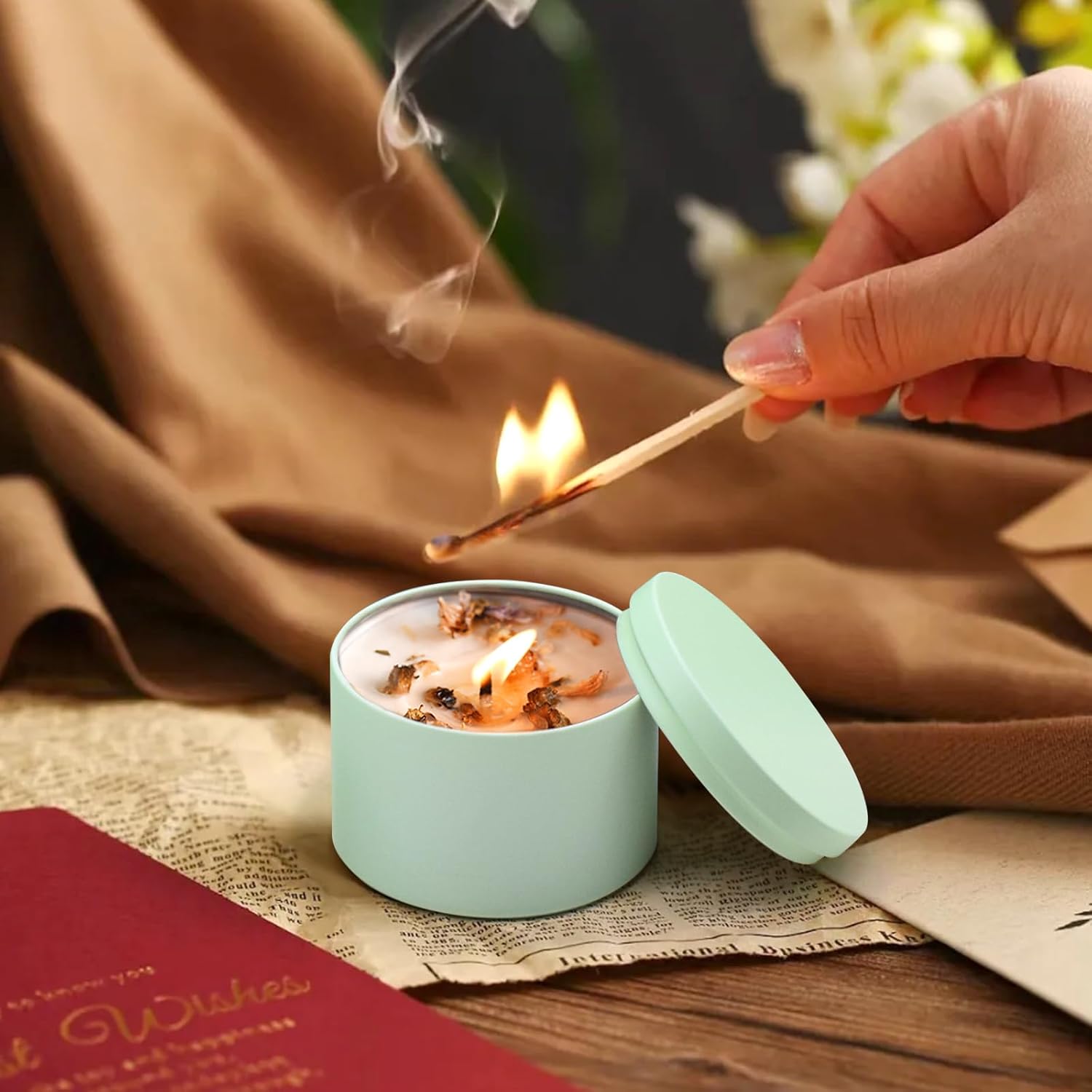 Premium Matte Green Candle Tins 8oz 24-Pack