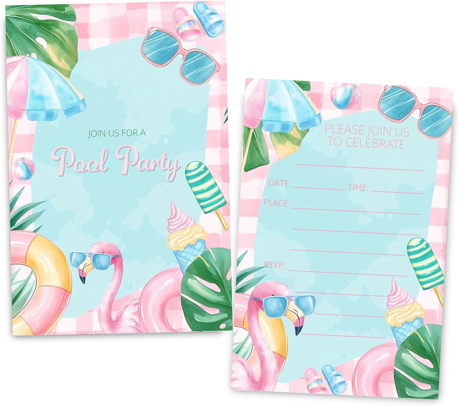 Pool Party Birthday Invitations for Girls 30 Sets