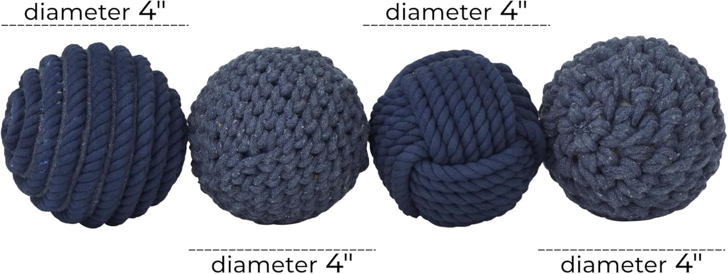 Deco 79 Jute Rope Decorative Orbs Set of 4 Blue