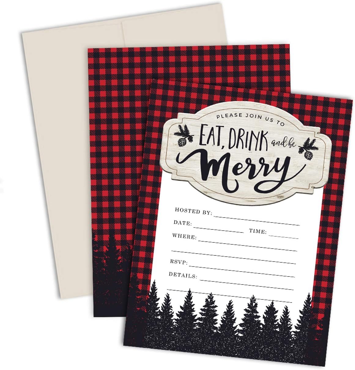 Palmer Street Press Christmas Party Invitations Eat Drink Be Merry Set of 12