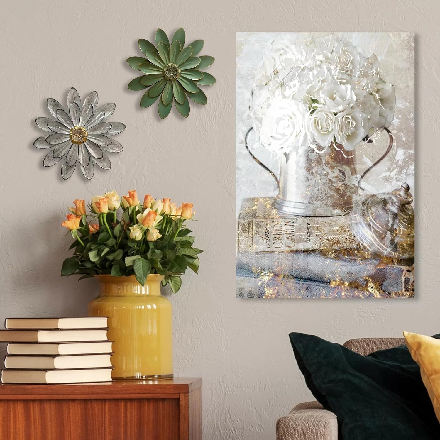 Novbvia 12 Inch Metal Flower Wall Sculpture