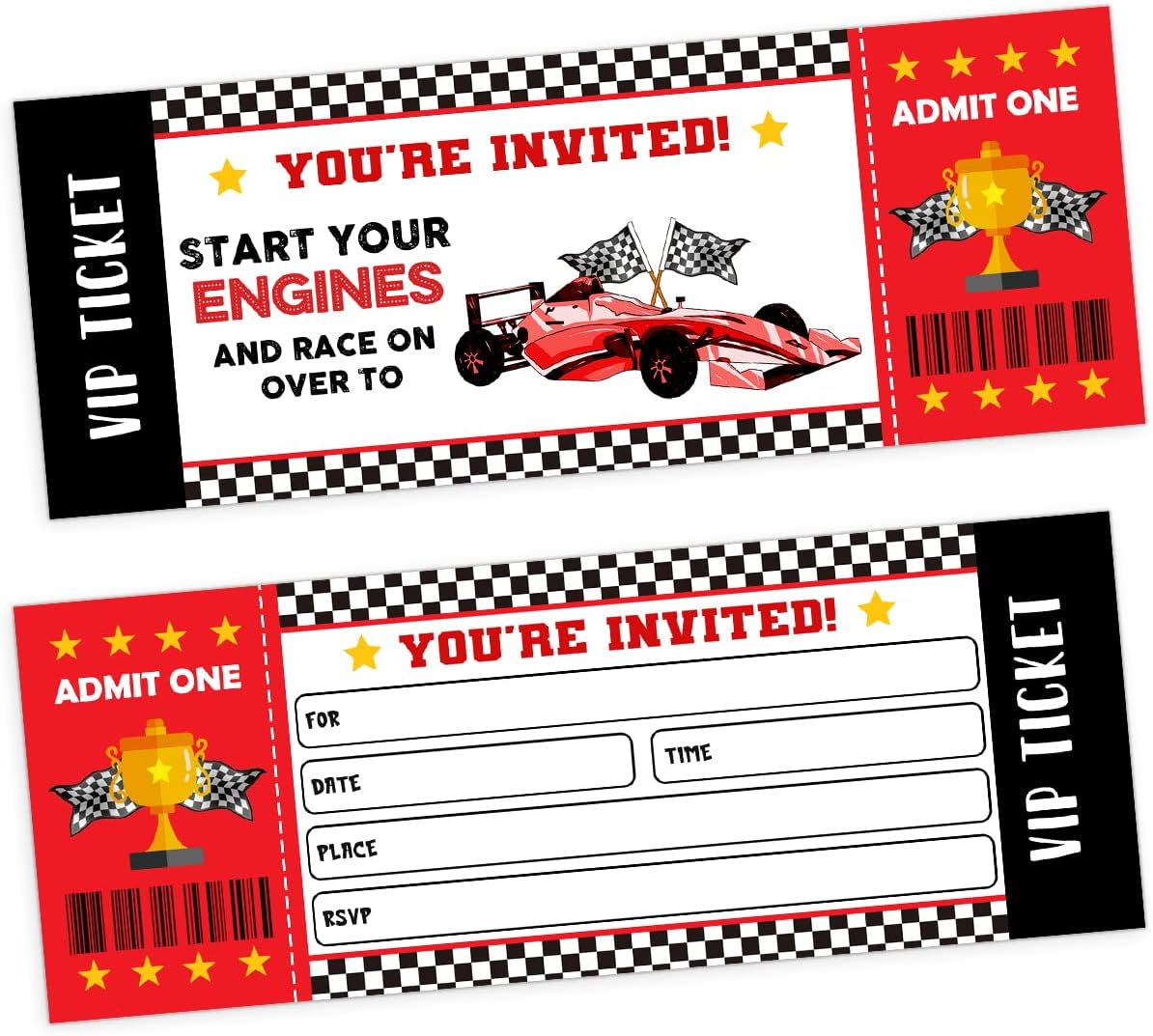 UBLURO Car Racing Birthday Party Invitations 20 Tickets with Envelopes