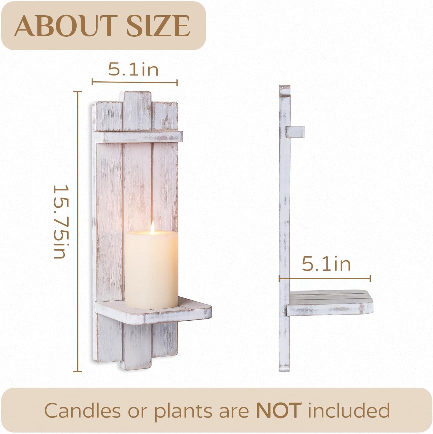 Walasis Farmhouse Candle Sconces Wall Decor Set of Two