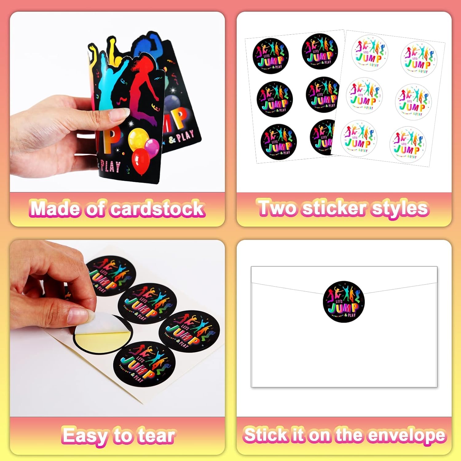 36pcs Bounce House Party Invites with Envelopes and Stickers