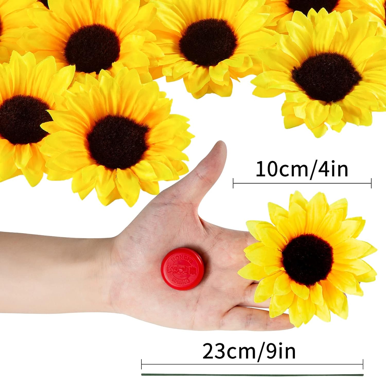 40pcs Fake Sunflower Heads with Stems for DIY Decor