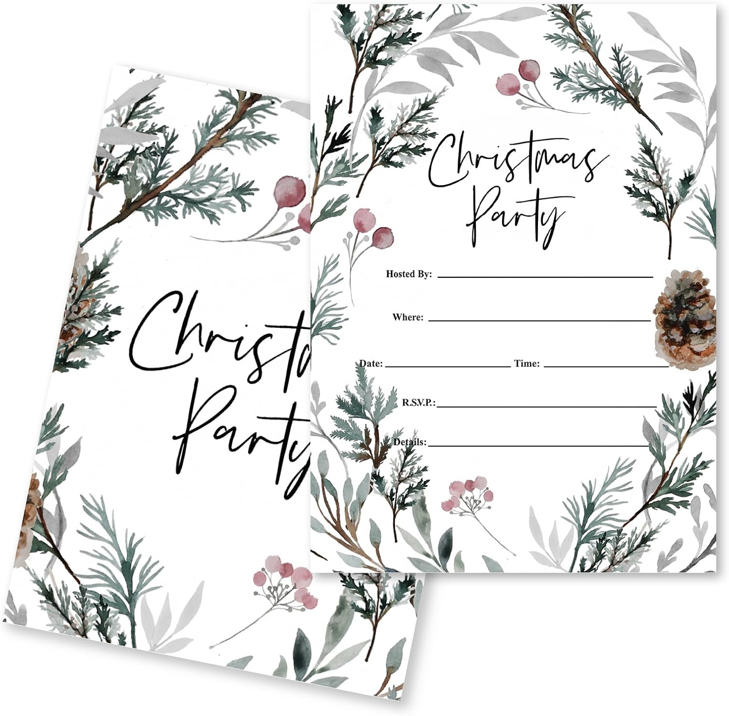 Whaline 25 Pack Christmas Invite Cards with Envelopes and Stickers