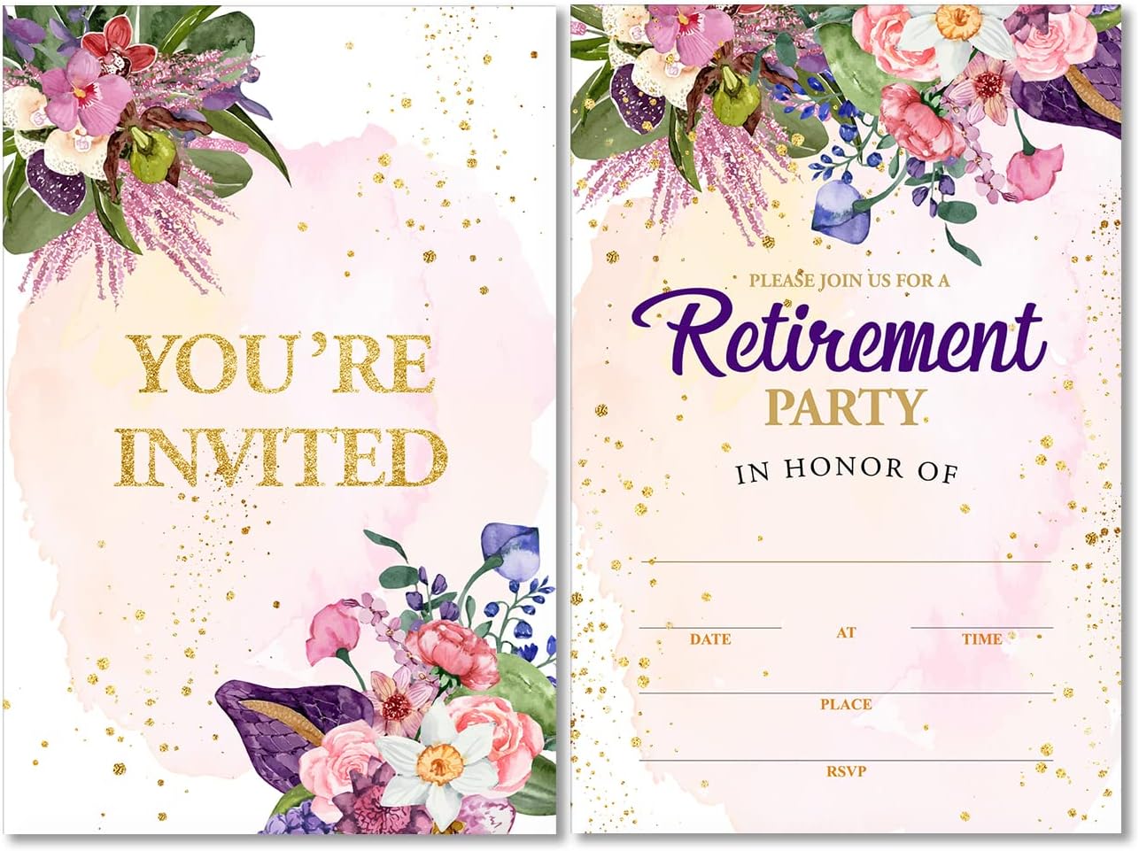 Soiceu Floral Party Invitations Set of 20 with Envelopes