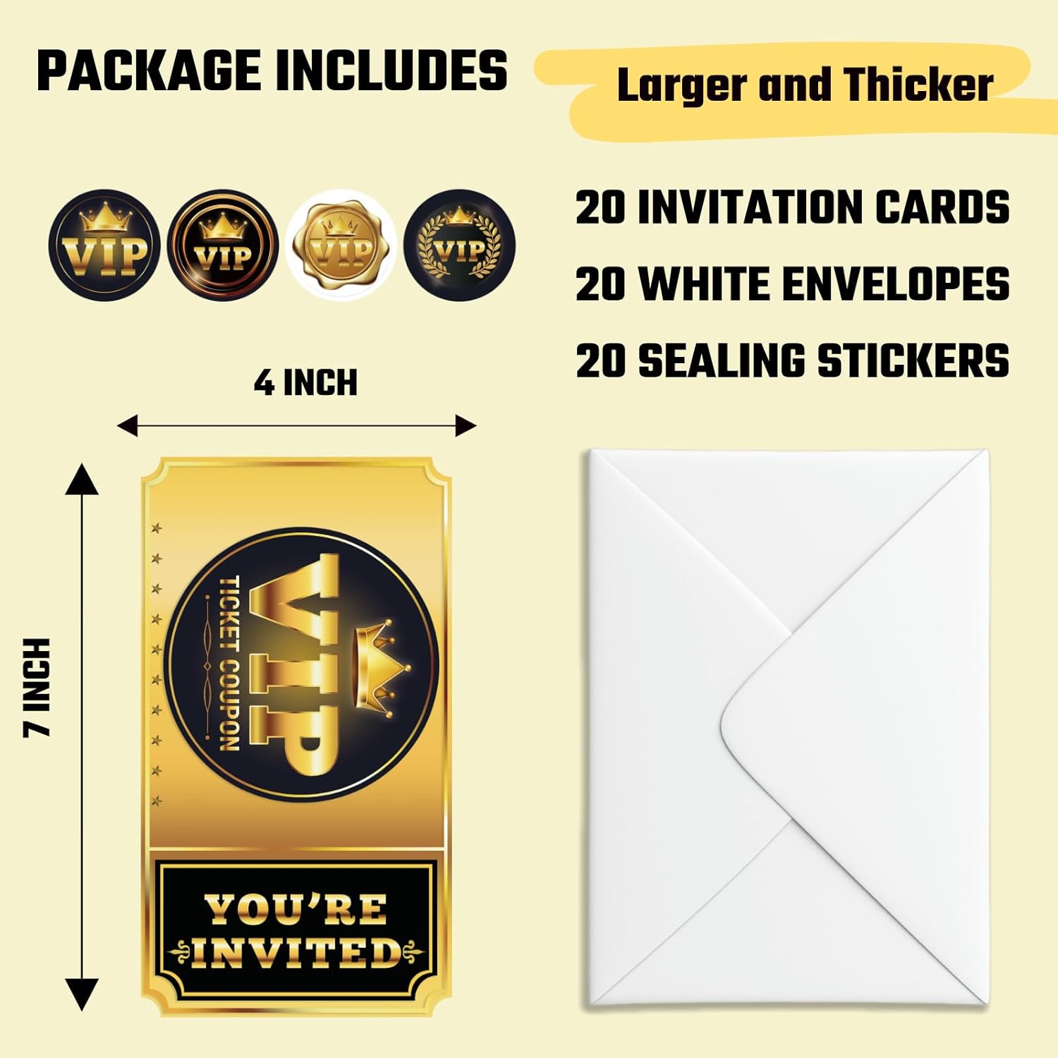 Birthday Party Invitations 20 Sets 4X7 Inch with Envelopes