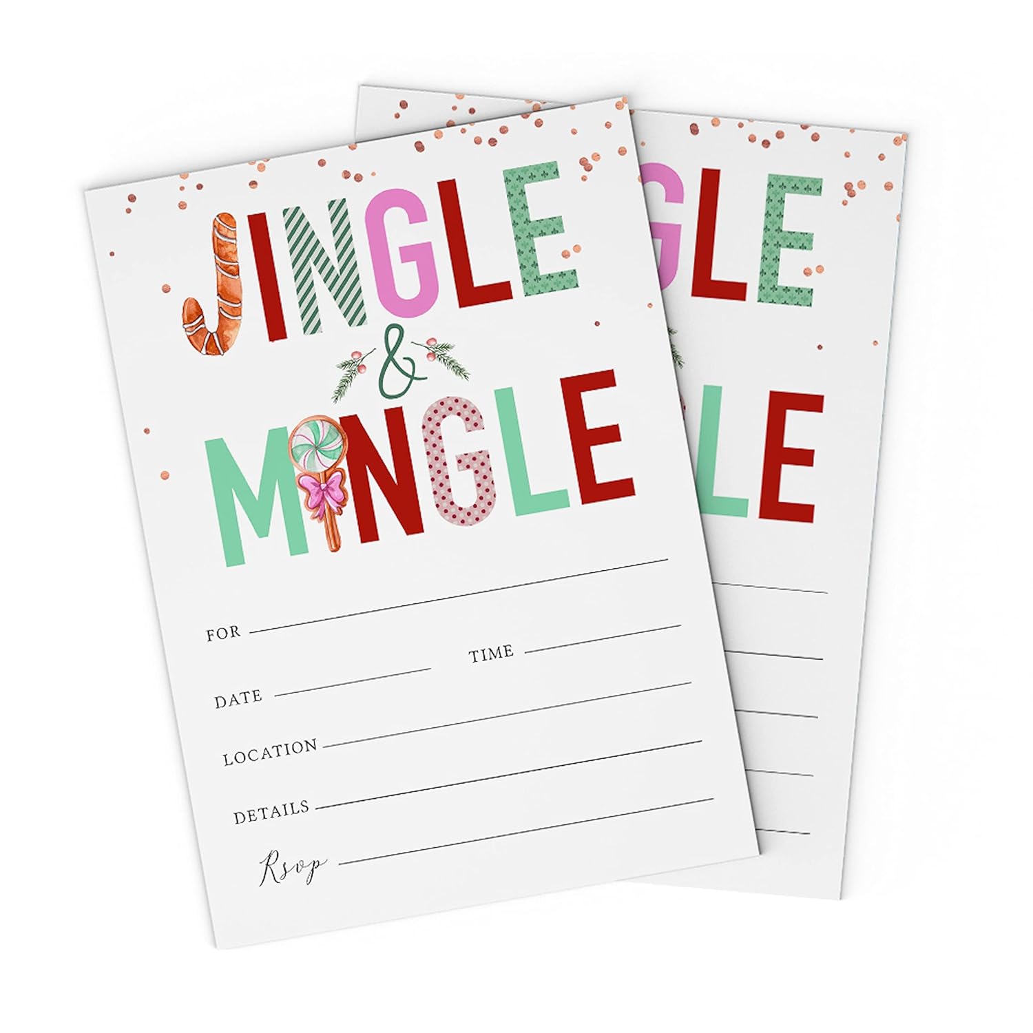 Expressionz Cafe Christmas Jingle Mingle Party Invitations Pack of 25
