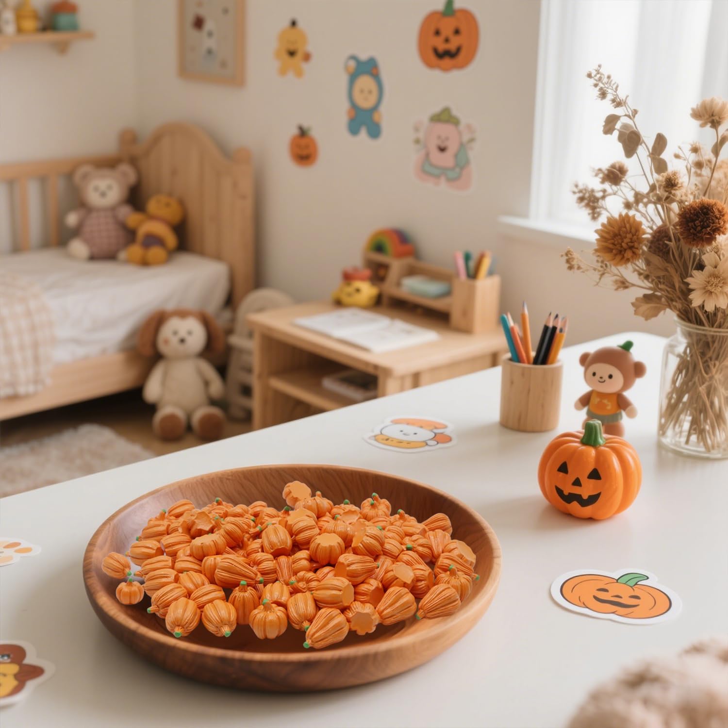 FESTGLOX 100Pcs Mini Resin Pumpkins for Fall Decor