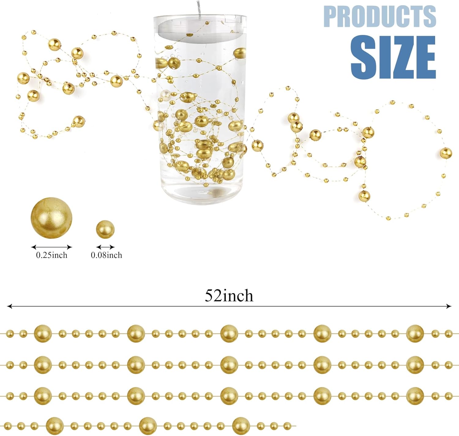 5 Pack Floating Pearl String for Candles Centerpiece