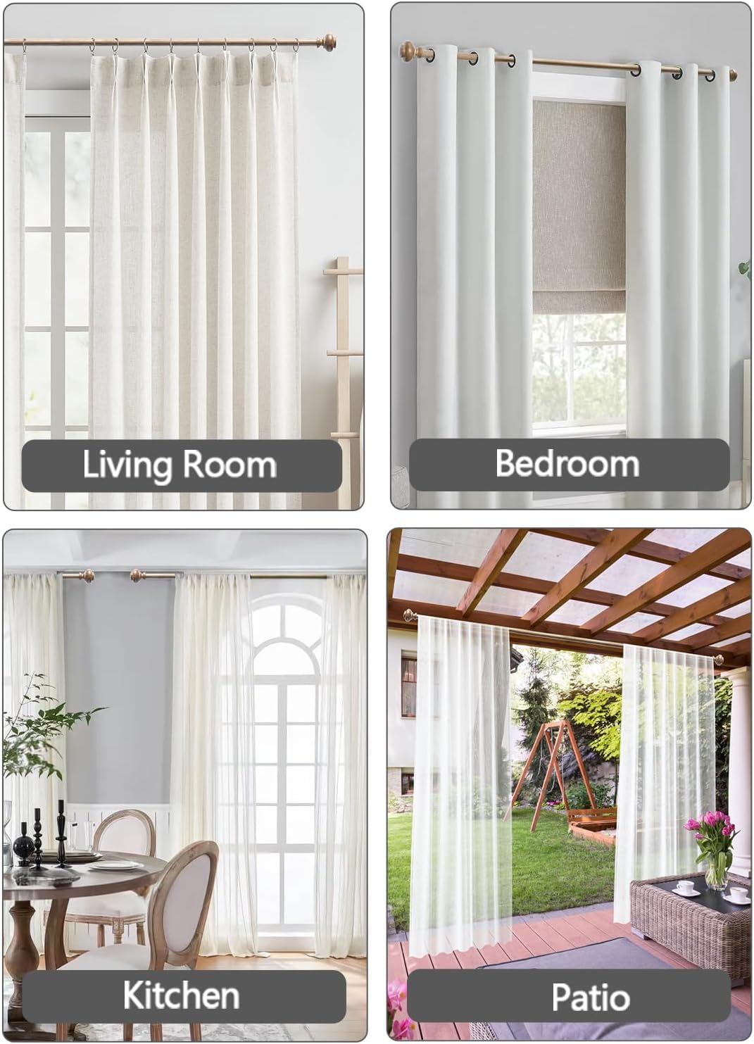 Heavy Duty Wood Look Curtain Rods 48-84 Inch