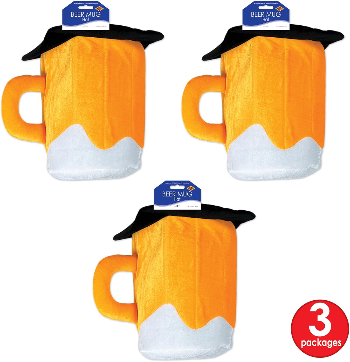 Beistle 3 Piece Plush Beer Mug Hats for Parties