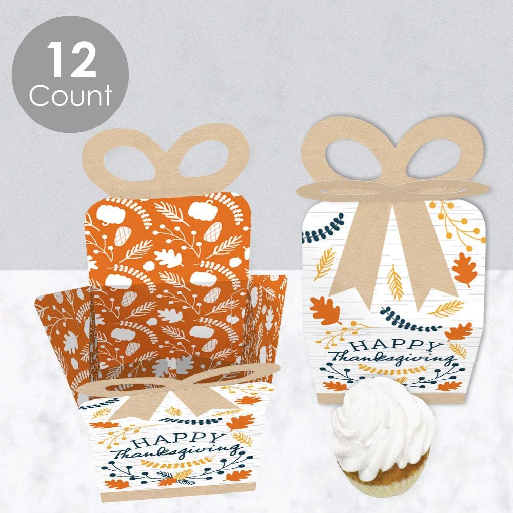 Big Dot of Happiness Happy Thanksgiving Bow Boxes Set of 12