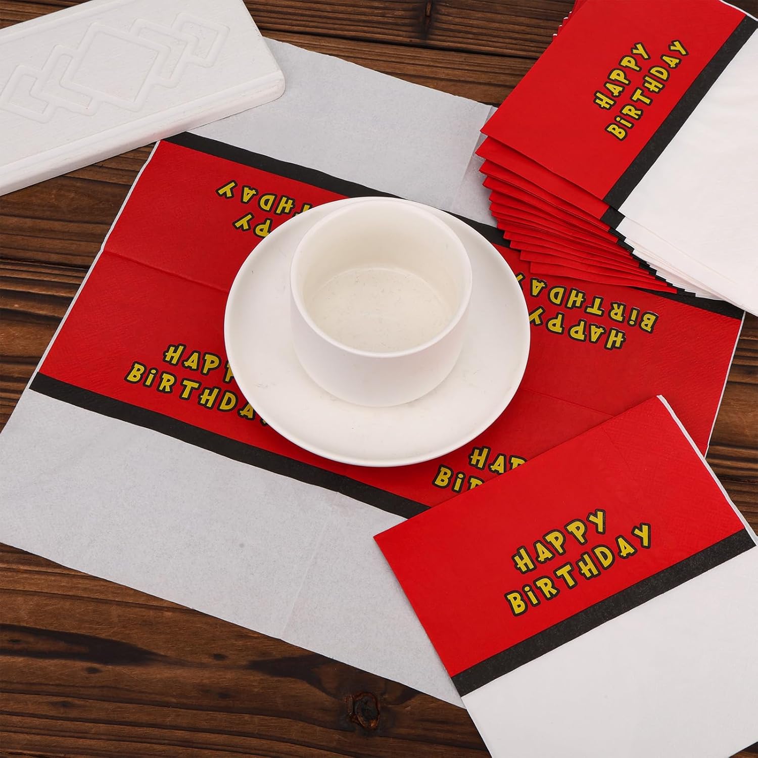 60pcs Happy Birthday Napkins Red White Cartoon Party Decor