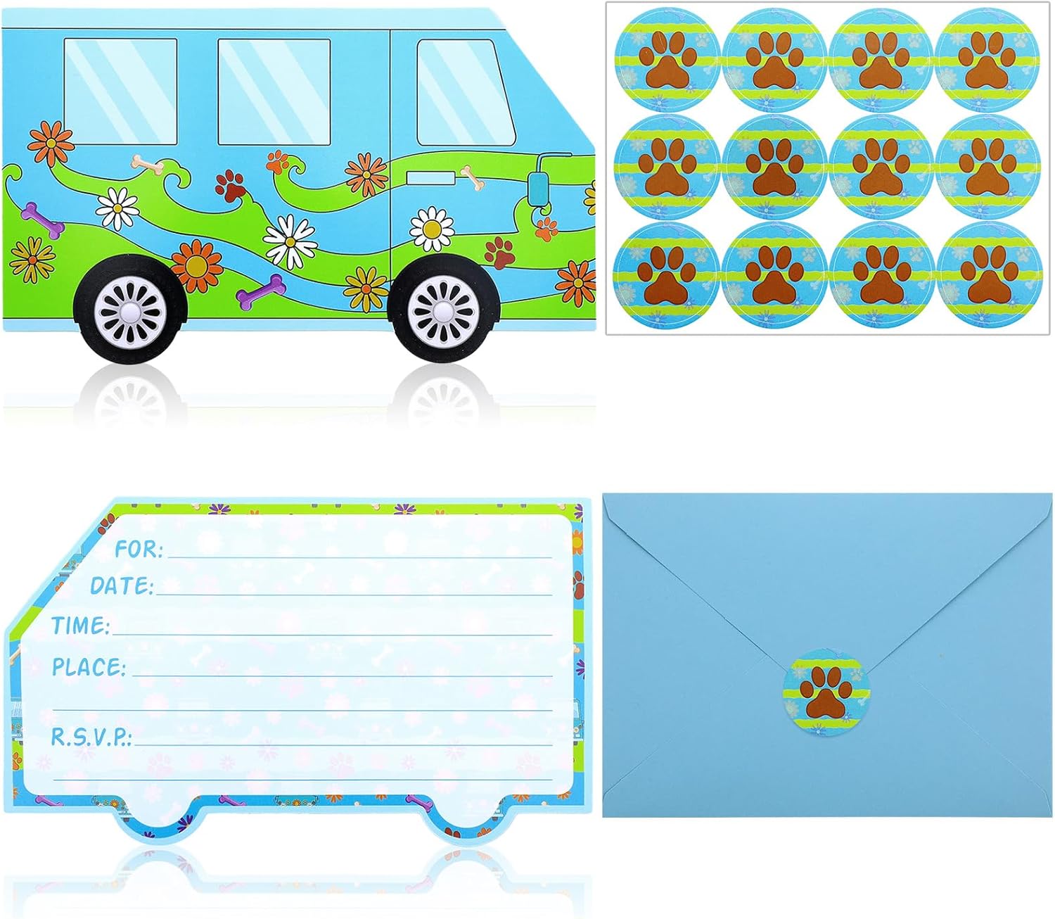 30 Piece Cartoon Dog Birthday Party Invitation Set