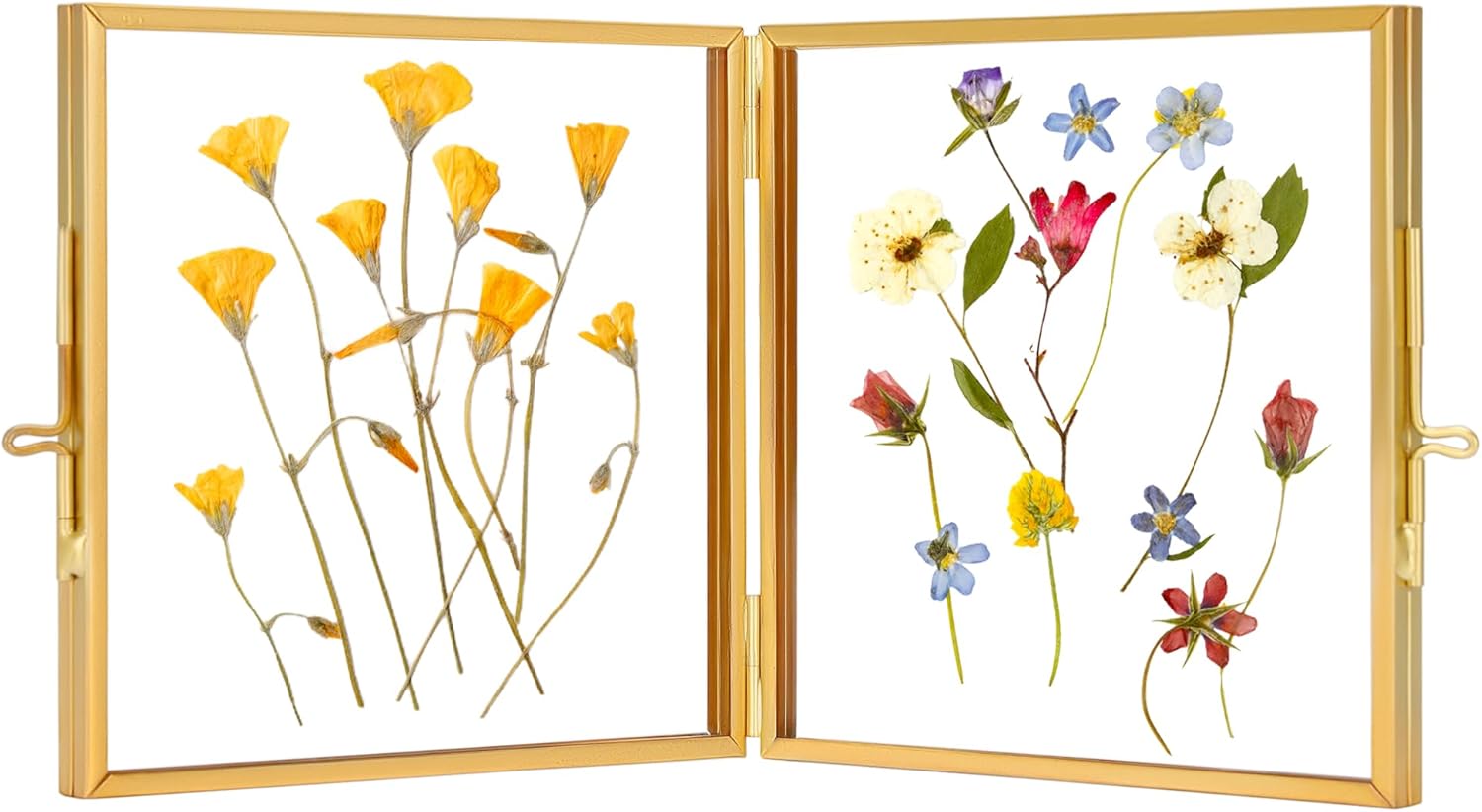 Double Glass Picture Frame Handmade Hinged Brass 4x4 Inches Gold