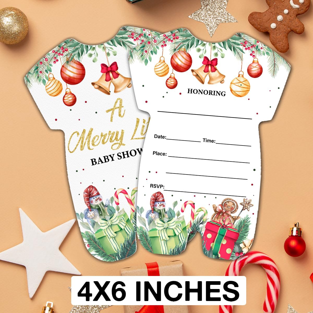 Christmas Baby Shower Invites with Envelopes 20 Pack