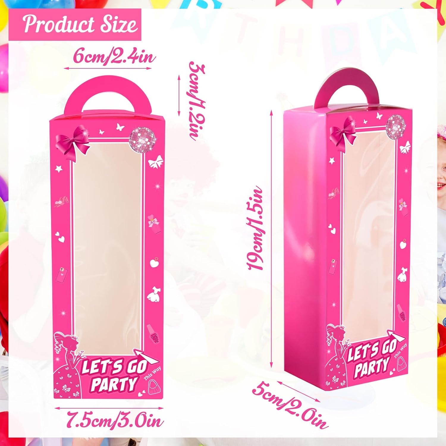 18 Pcs Hot Pink Girl Party Favor Boxes