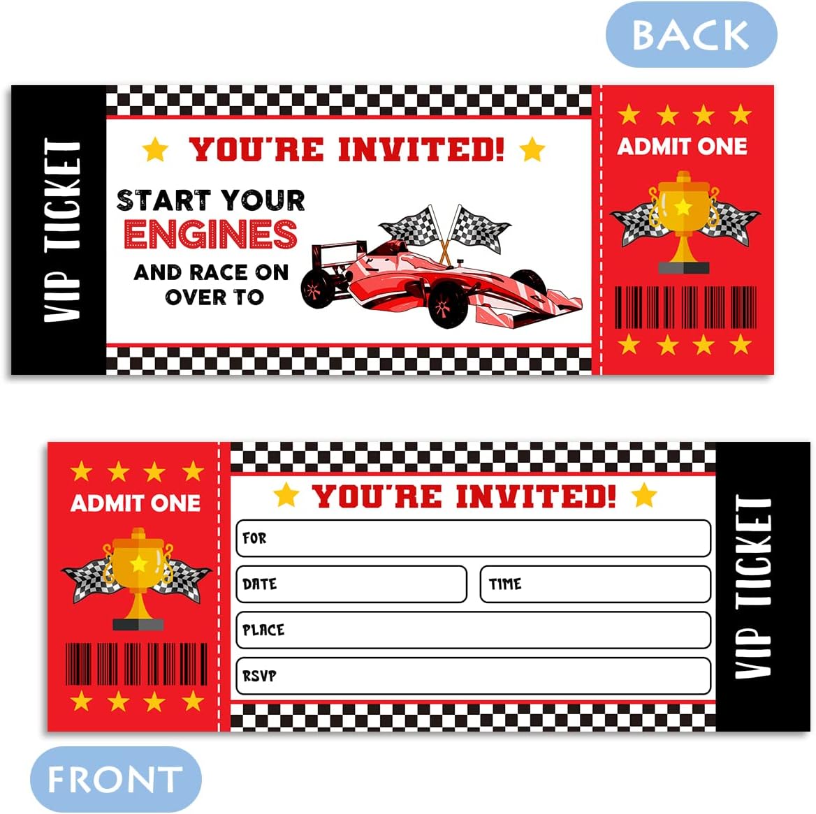 UBLURO Car Racing Birthday Party Invitations 20 Tickets with Envelopes