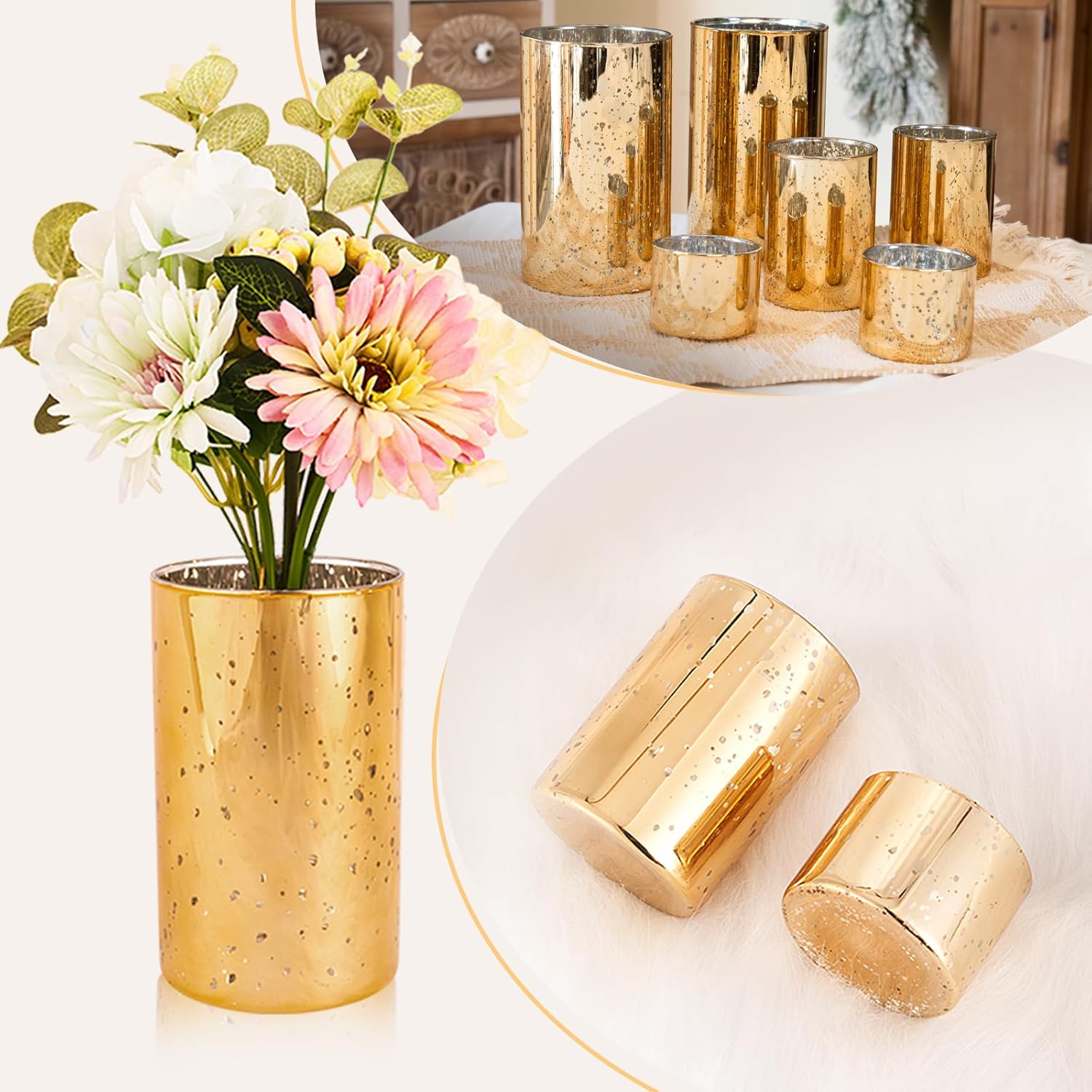 CHILL RECIPE Gold Cylinder Vase Set 12Pcs Bulk