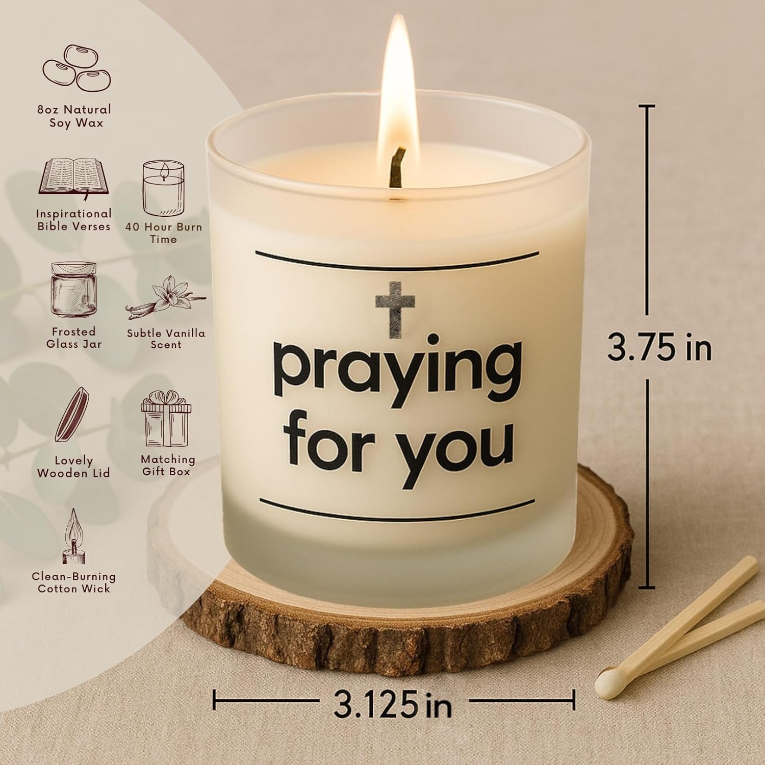 Praying For You Candle with Bible Verses for Sympathy Gifts