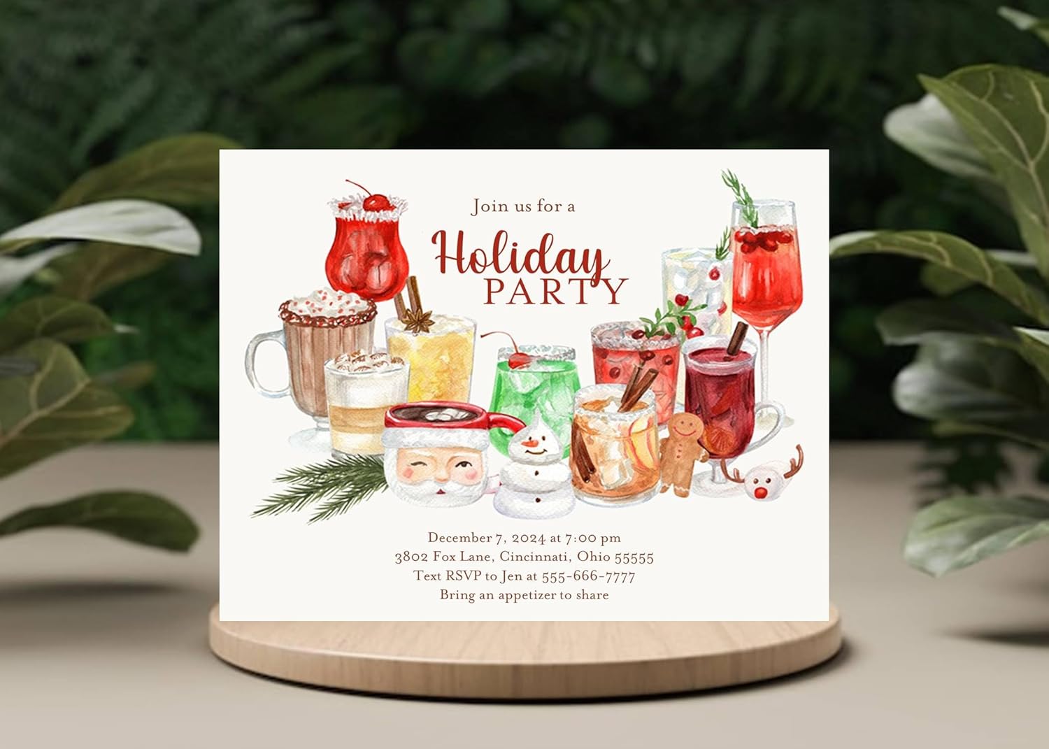 Personalized Cocktail Party Christmas Invitation
