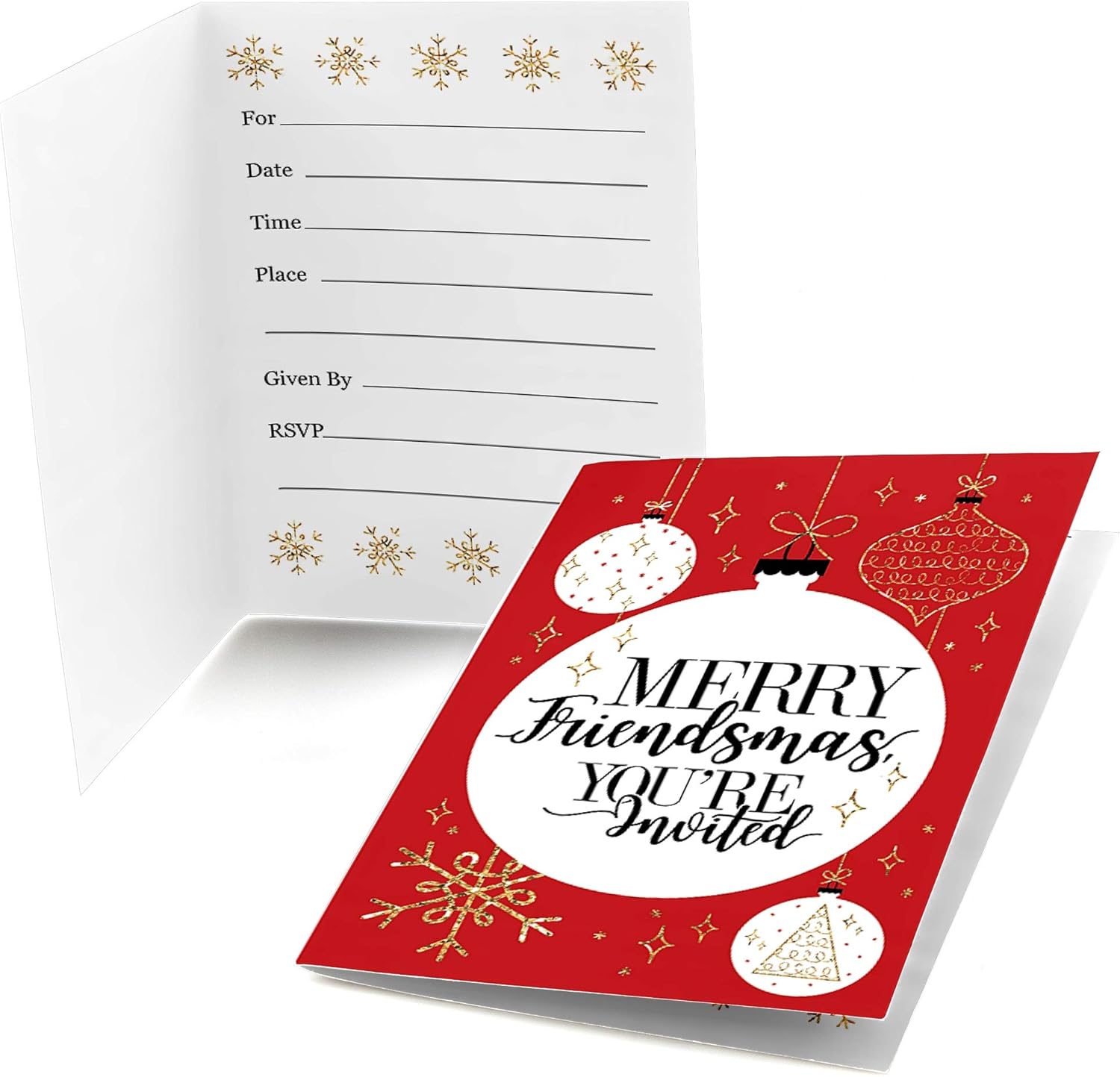 Big Dot of Happiness Red and Gold Friendsmas Invitations 8 Count