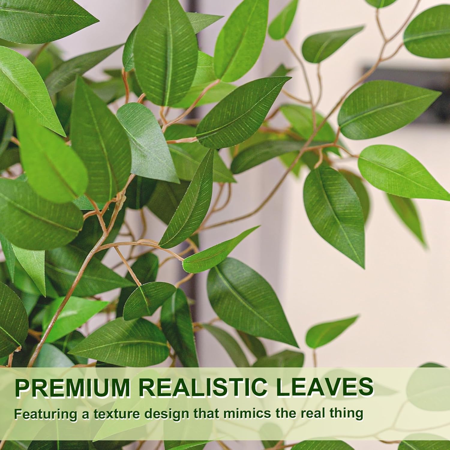 5FT Artificial Ficus Tree with White Planter